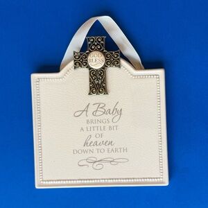 Grasslands Road NWT No Box Ceramic Decorative Inspirational Plaque with Cross